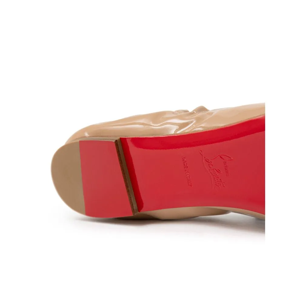 Beige Patent Leather Flat Shoe