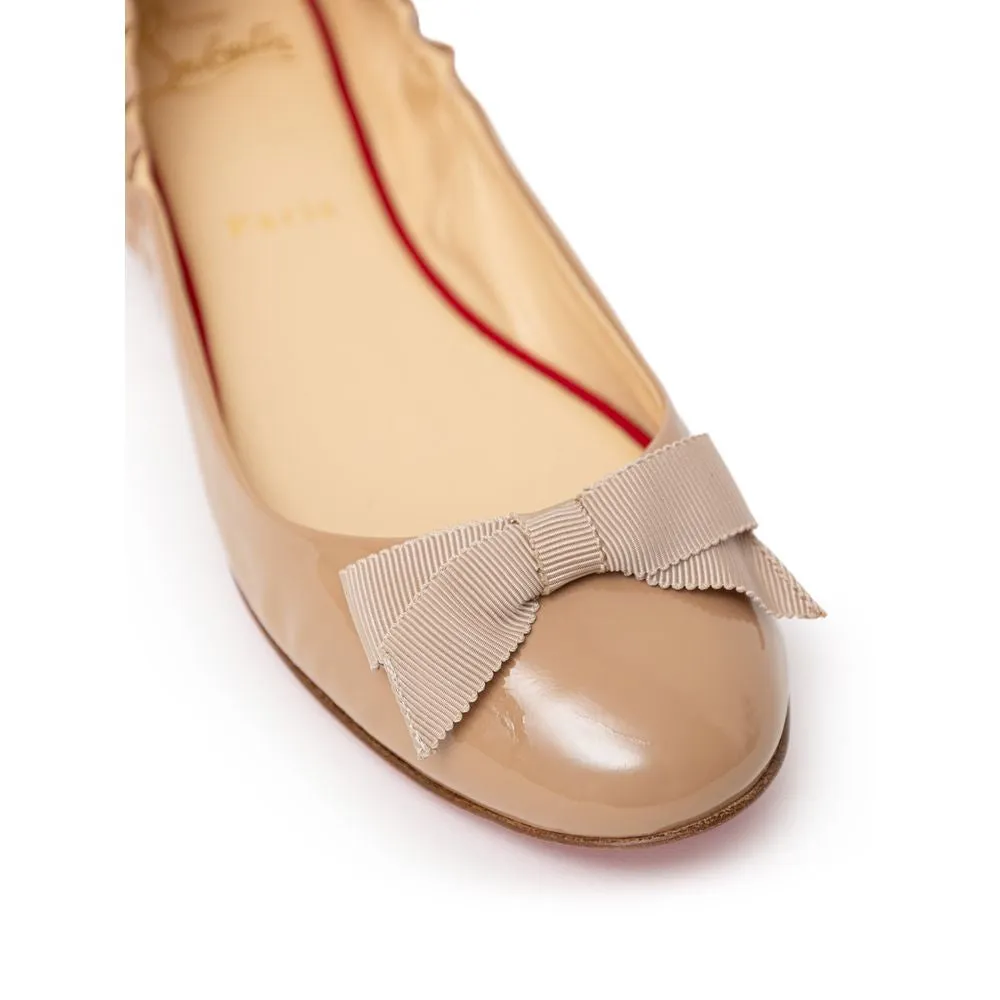 Beige Patent Leather Flat Shoe