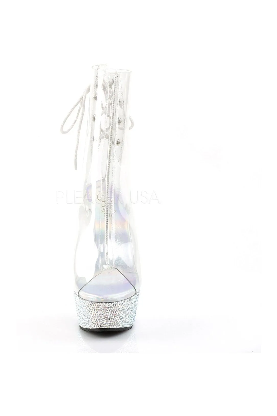 BEJEWELED-1018DM-6 Platform Boot  | Clear Vinyl