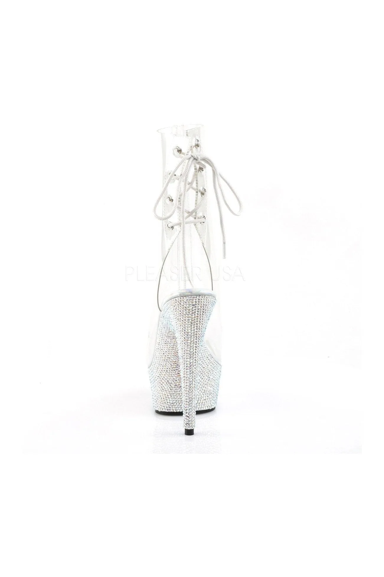 BEJEWELED-1018DM-6 Platform Boot  | Clear Vinyl