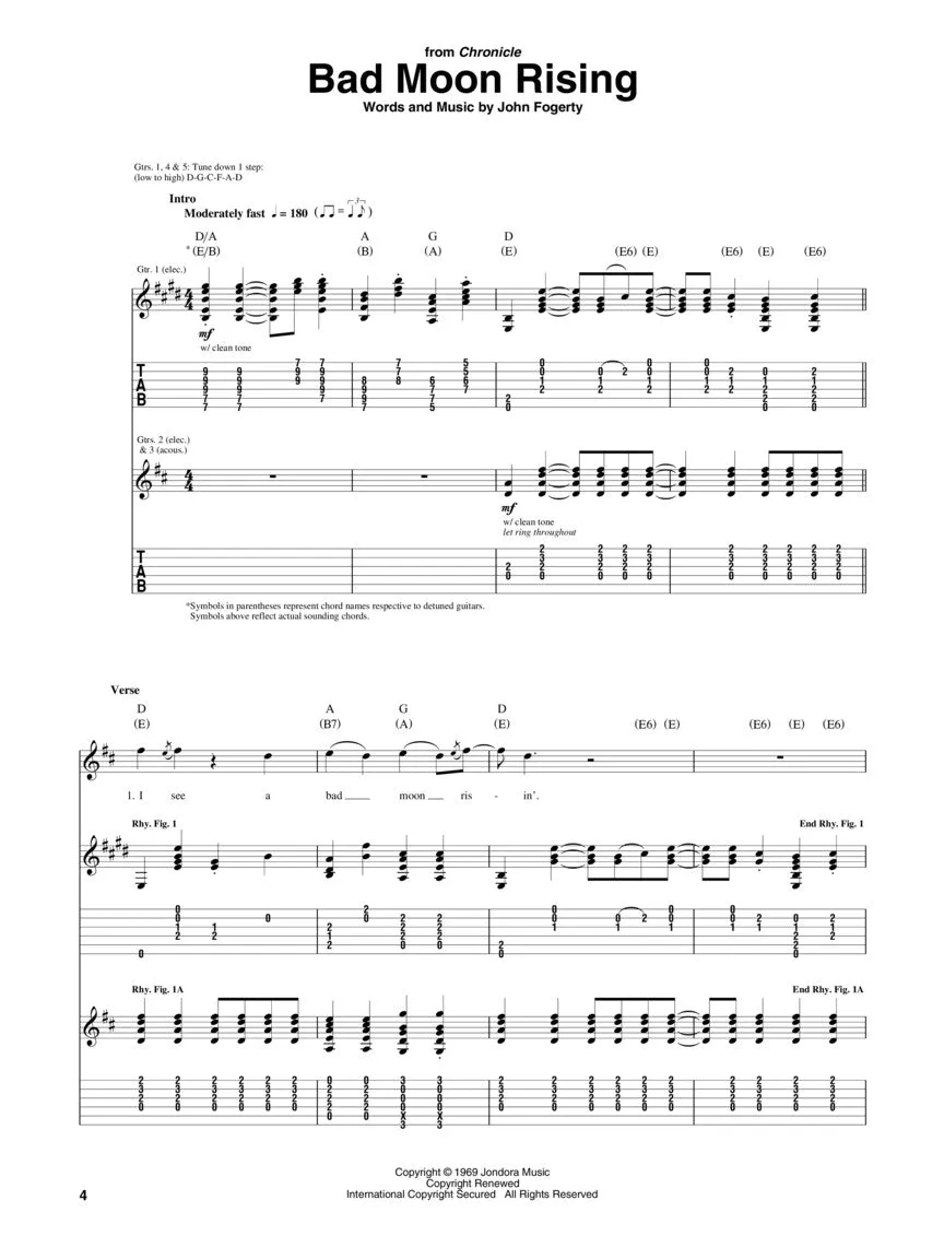 Best of Creedence Clearwater Revival, Guitar TAB