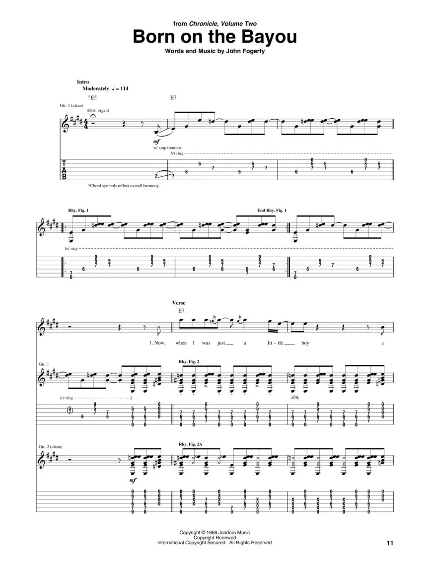 Best of Creedence Clearwater Revival, Guitar TAB