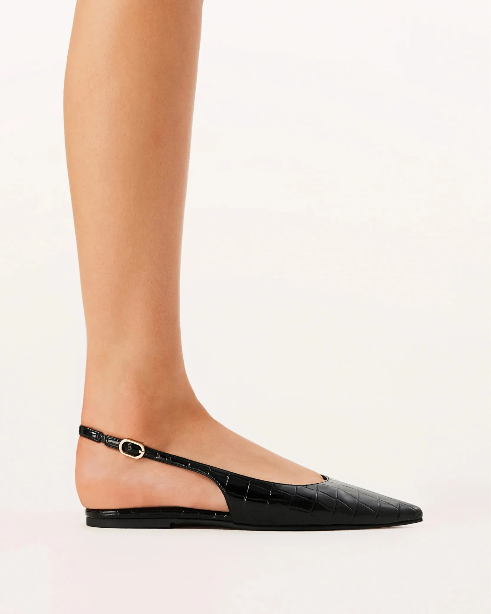 Billini Henna Flat - Black Patent Croc