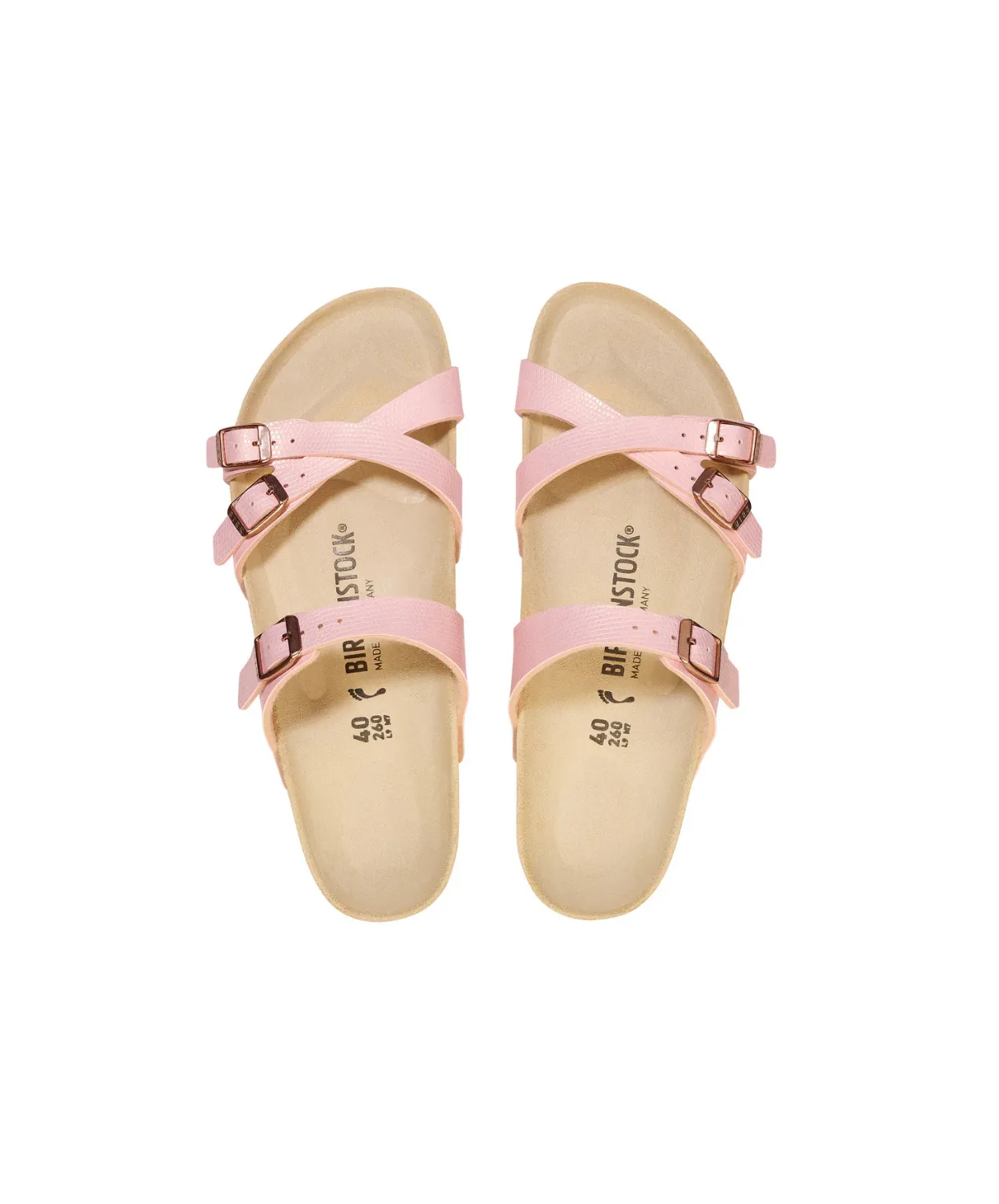 Birkenstock Franca Shiny Embossed Birko-Flor Light Rose Sandals