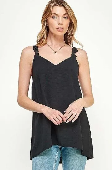Black Or Ivory Lace Strap Top
