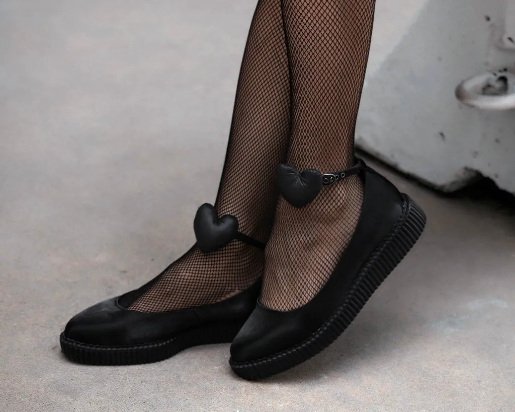 Black Silk Heart Pointed Ballet Creeper