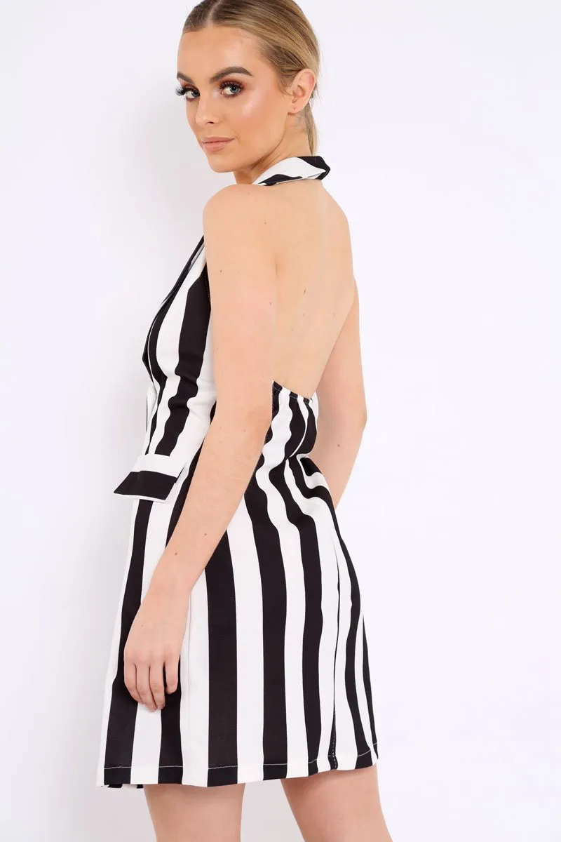 Black Stripe Sleeveless Dress - Cing