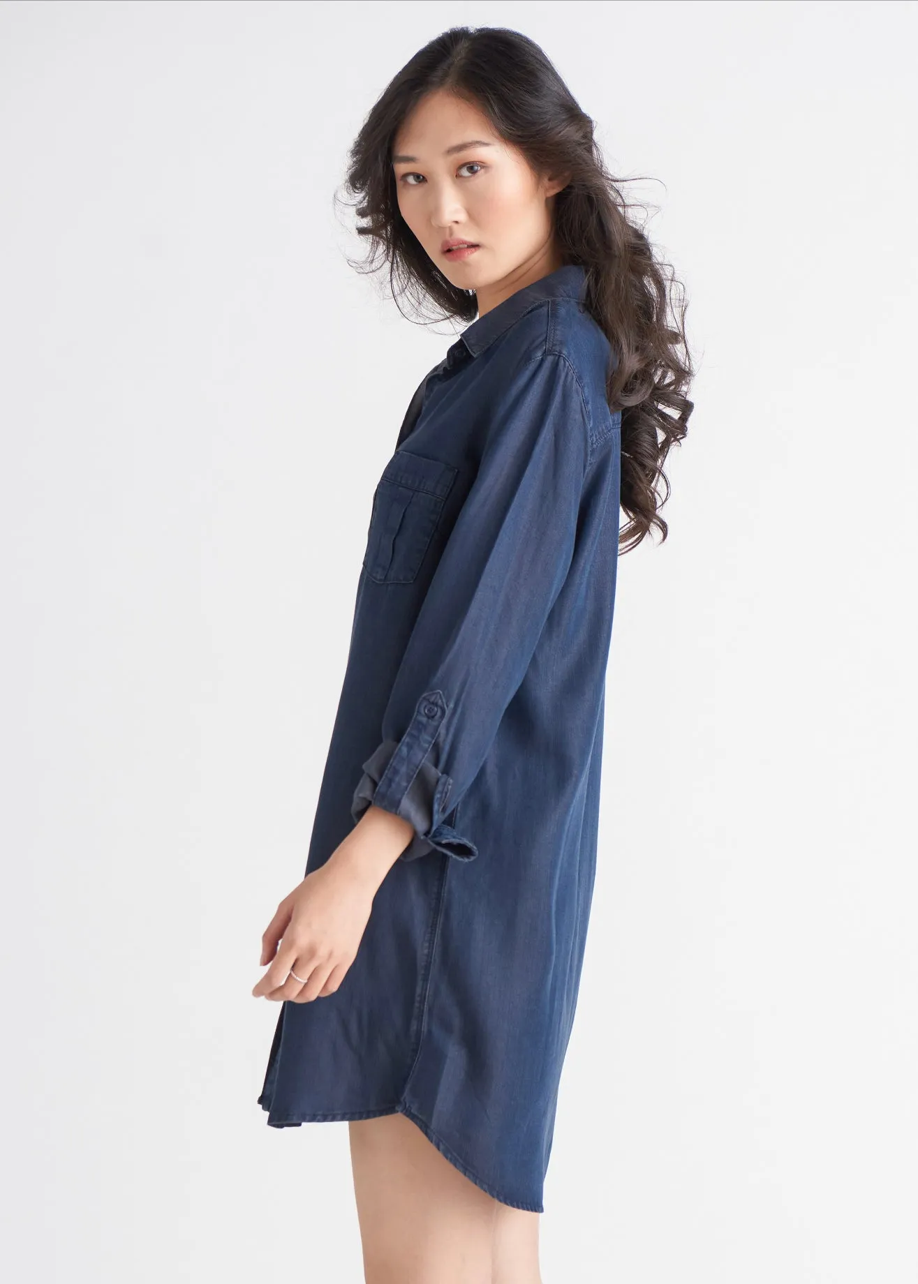 Black Tape Denim Shirt Dress