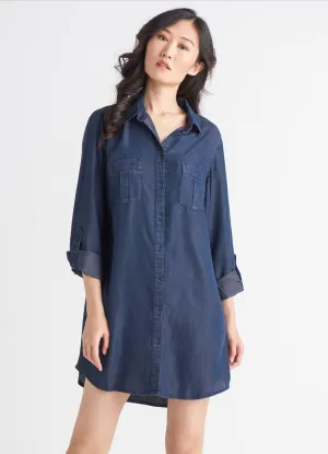 Black Tape Denim Shirt Dress