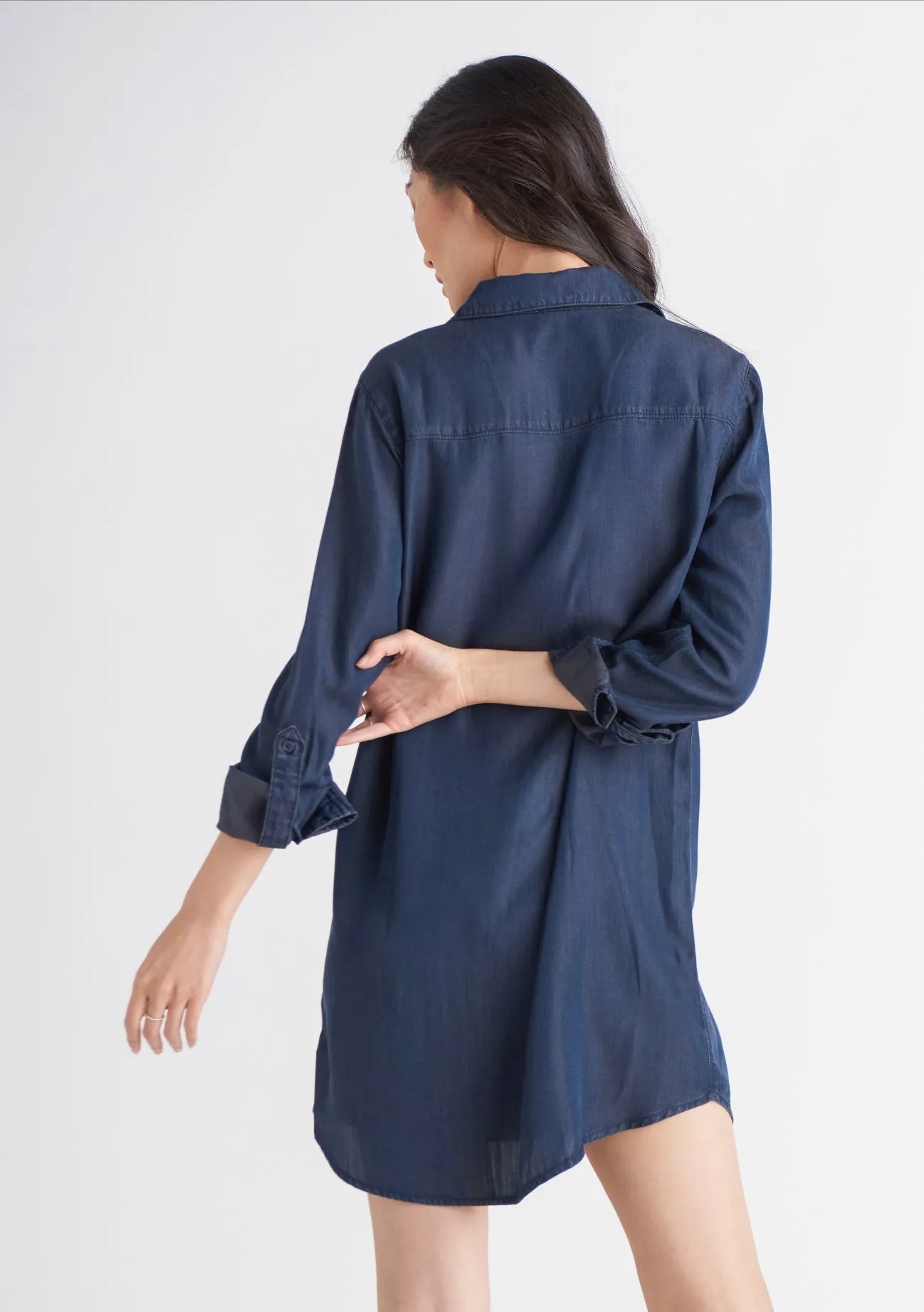 Black Tape Denim Shirt Dress