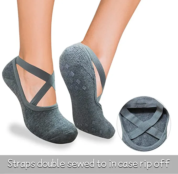 Black/Grey/Pink Grip Socks Yoga Socks with Grips for Women and Men