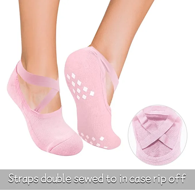 Black/Grey/Pink Grip Socks Yoga Socks with Grips for Women and Men