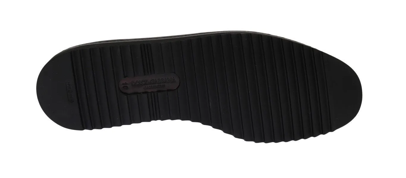 Blue Black Leather Loafers