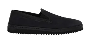 Blue Black Leather Loafers