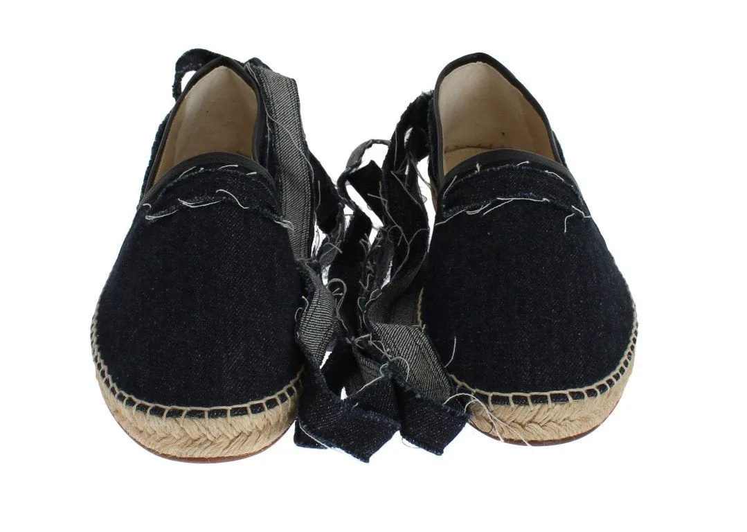 Blue Denim Strap Loafers Espadrilles