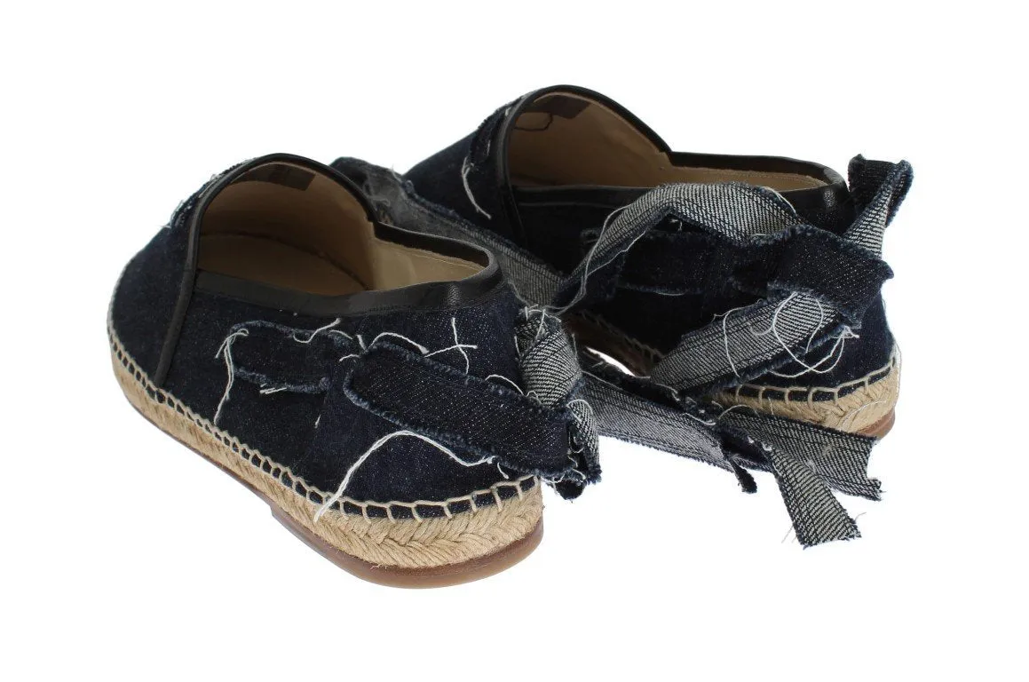Blue Denim Strap Loafers Espadrilles