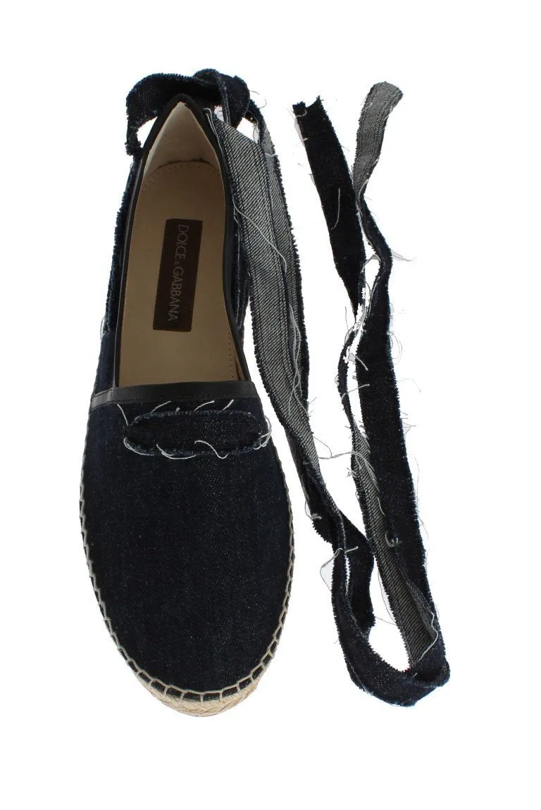 Blue Denim Strap Loafers Espadrilles