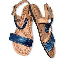 Blue Indigo Color Braided Sandals- Sandalias teñida añil