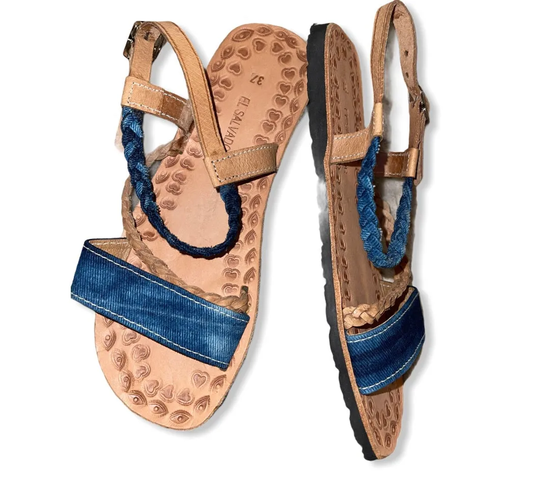 Blue Indigo Color Braided Sandals- Sandalias teñida añil