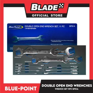 Blue-Point Double Open End Wrench Set (BPS1A) Set Of 11pcs, Extra Thick High Polished Chrome Plating Industrial Tools