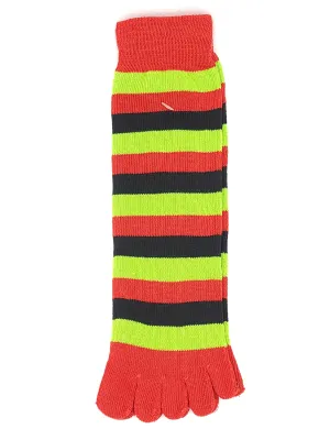 Bold Green, Black, and Red Stripe Toe Socks for Standout Style | ToeHugger