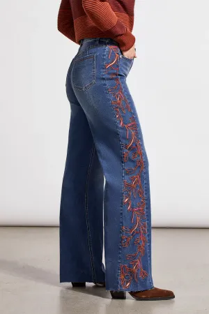 Brooke High Rise Jeans with Embroidery in Bluewash
