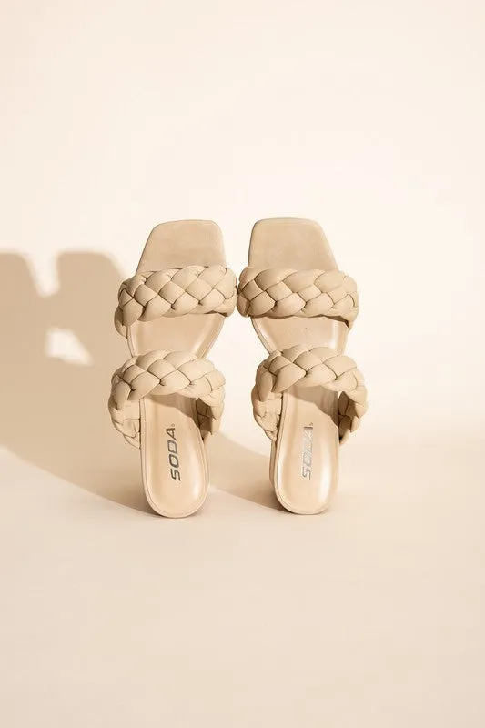 BUGGY-S BRAIDED STRAP MULE HEELS