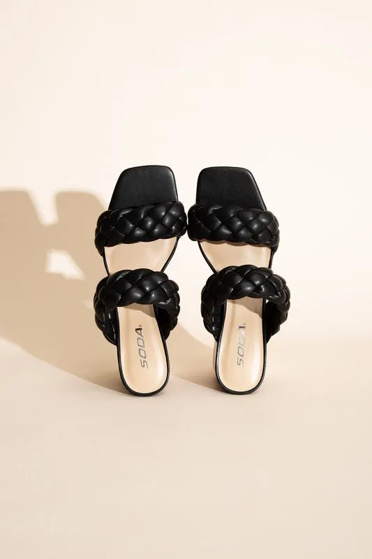 BUGGY-S BRAIDED STRAP MULE HEELS