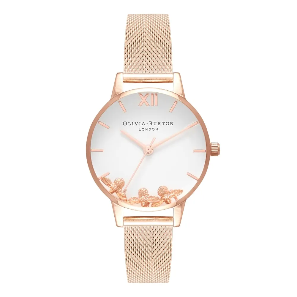 Busy Bees Midi Dial Rose Gold Mesh Watch