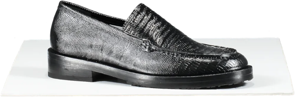 BY FAR Black Rafael Lizard Embossed Leather Loafers UK 5 EU 38 👠