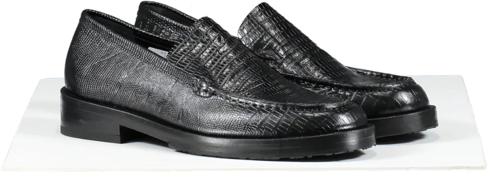 BY FAR Black Rafael Lizard Embossed Leather Loafers UK 5 EU 38 👠