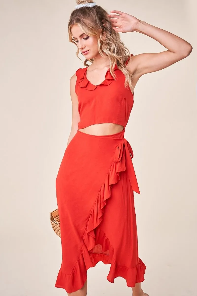 Cali Ruffle Wrap Dress
