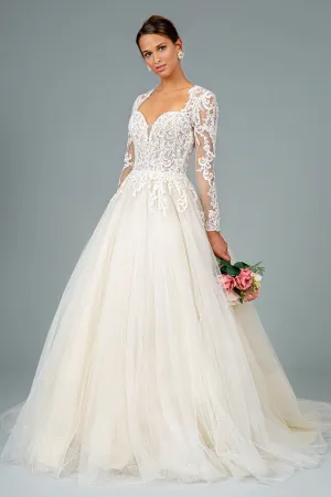 Camille Wedding Dress Long Sleeve Sweetheart Neckline Bridal Gown 2601804HER
