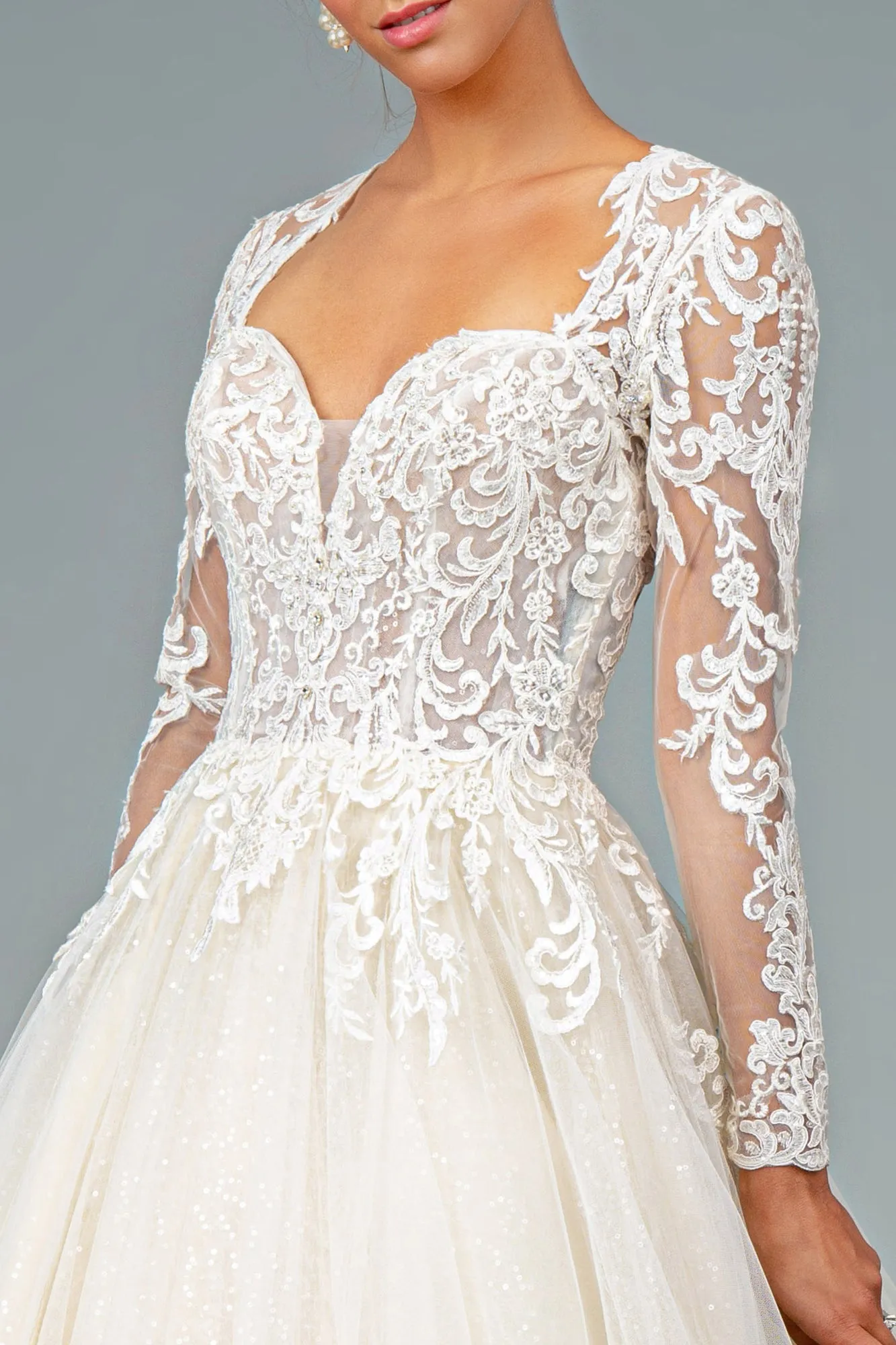 Camille Wedding Dress Long Sleeve Sweetheart Neckline Bridal Gown 2601804HER