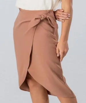 Candace Wrap Midi Skirt - Taupe