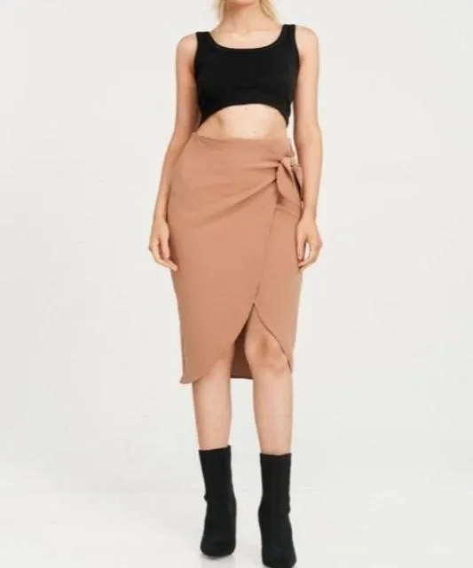 Candace Wrap Midi Skirt - Taupe