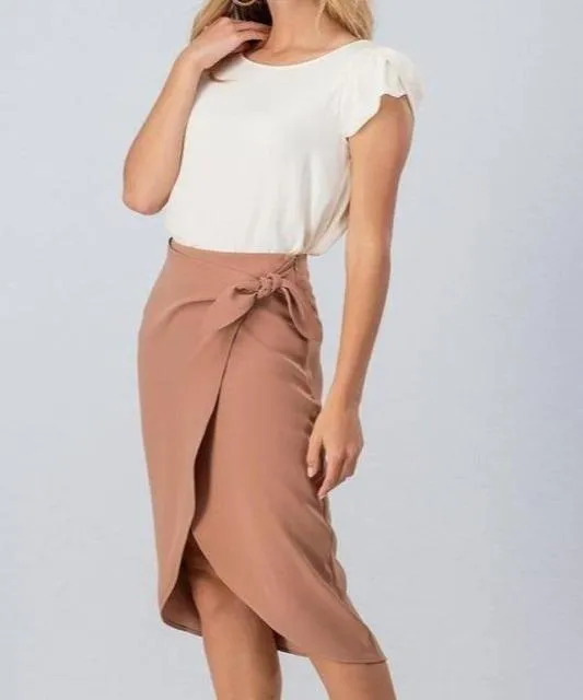 Candace Wrap Midi Skirt - Taupe