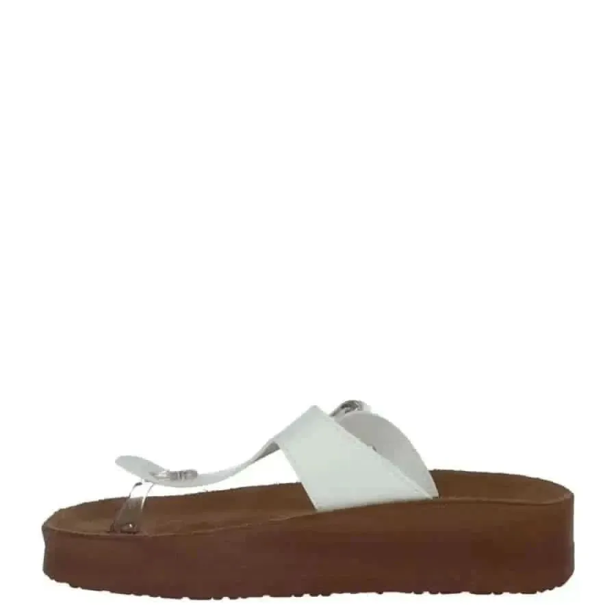 Carrera Women Slippers White with Buckle Bow