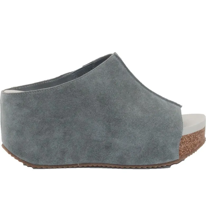 CARRIER SUEDE SLIP ON PEEP TOE WEDGE SANDAL