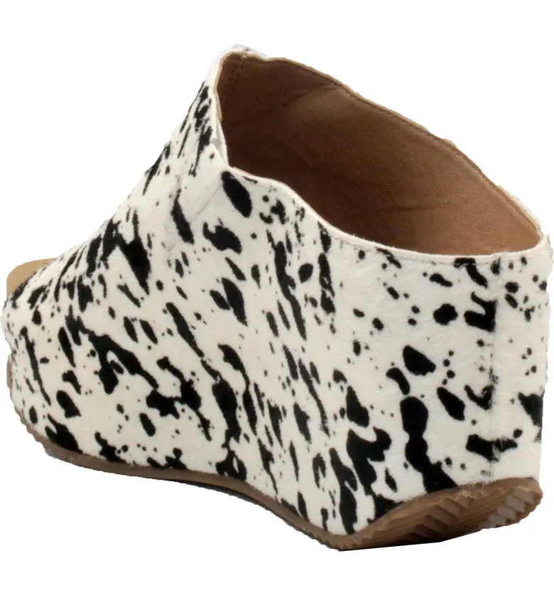 CARRIER SUEDE SLIP ON PEEP TOE WEDGE SANDAL