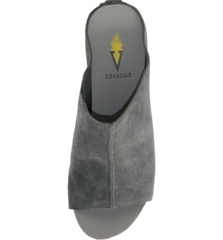 CARRIER SUEDE SLIP ON PEEP TOE WEDGE SANDAL