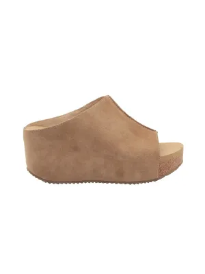 CARRIER SUEDE SLIP ON PEEP TOE WEDGE SANDAL