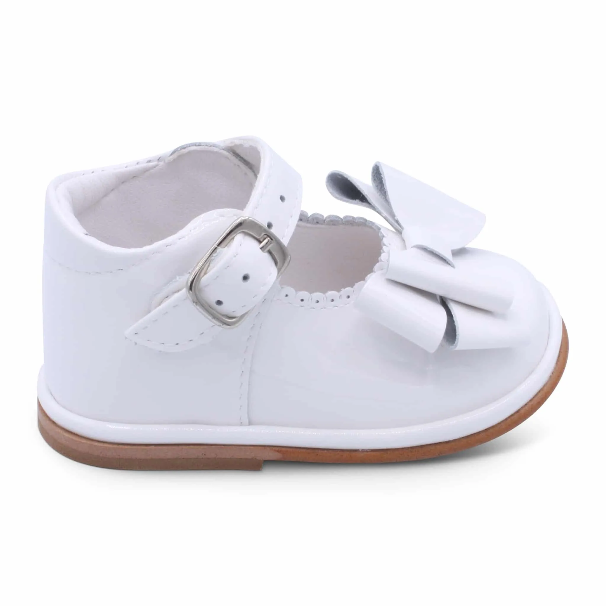 'Catia' Girls White Patent Bar Shoes