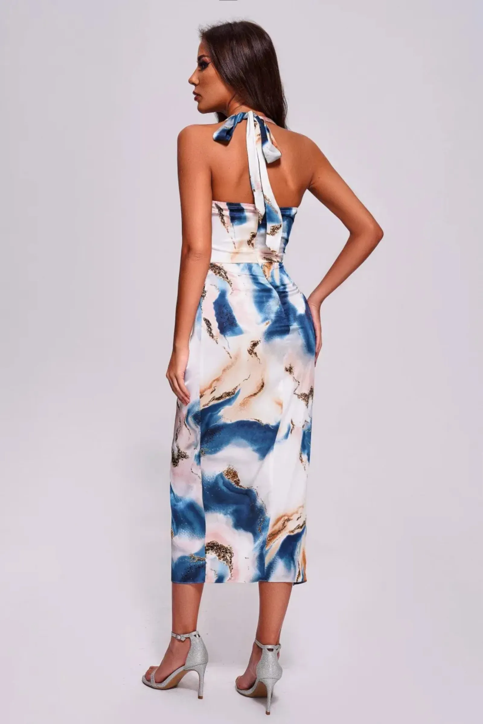 Celia Halter Printed Midi Dress-Miss Molly brand