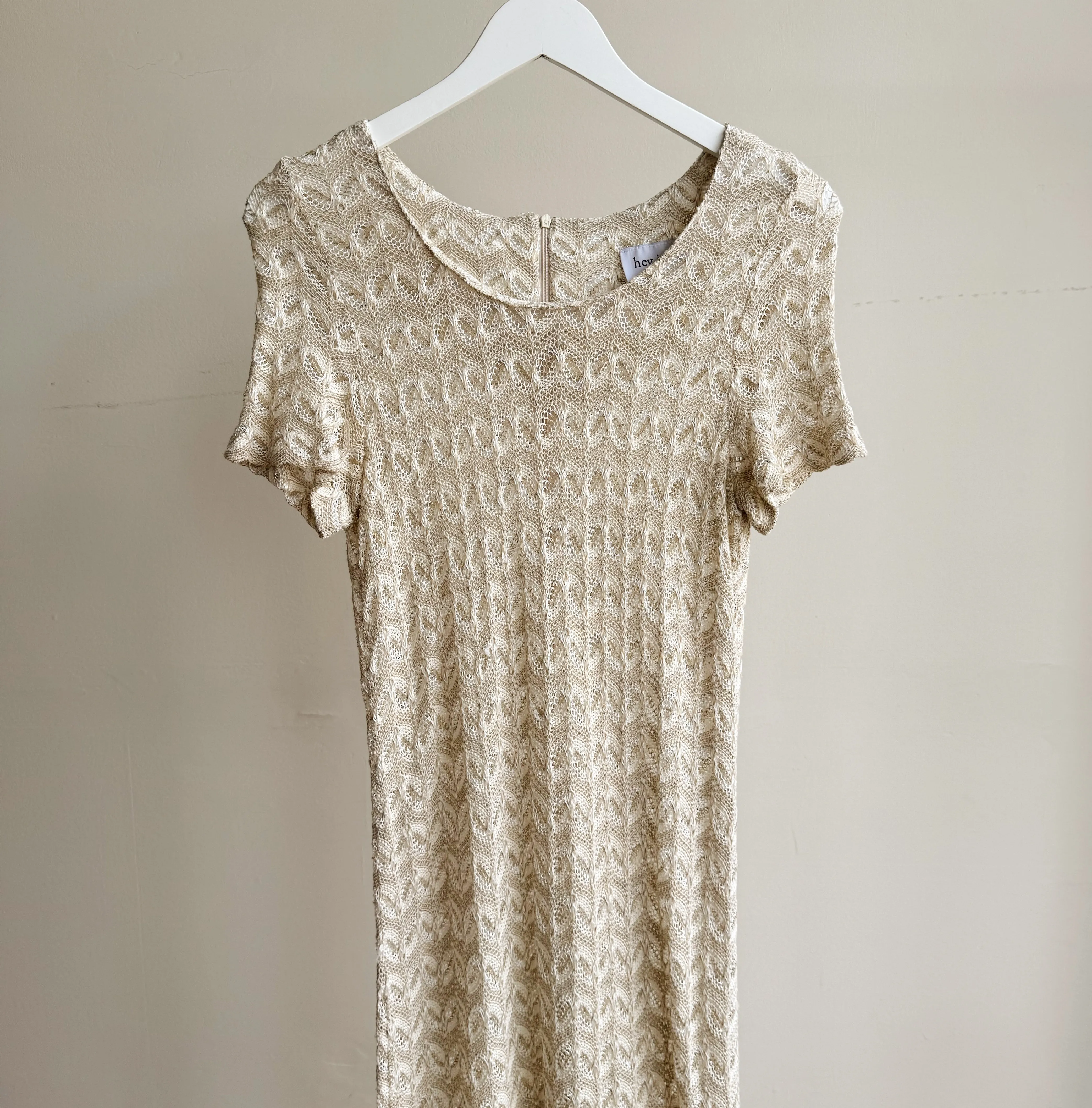 Champagne Loose Knit Midi Dress
