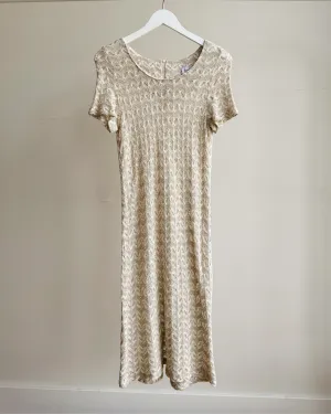 Champagne Loose Knit Midi Dress