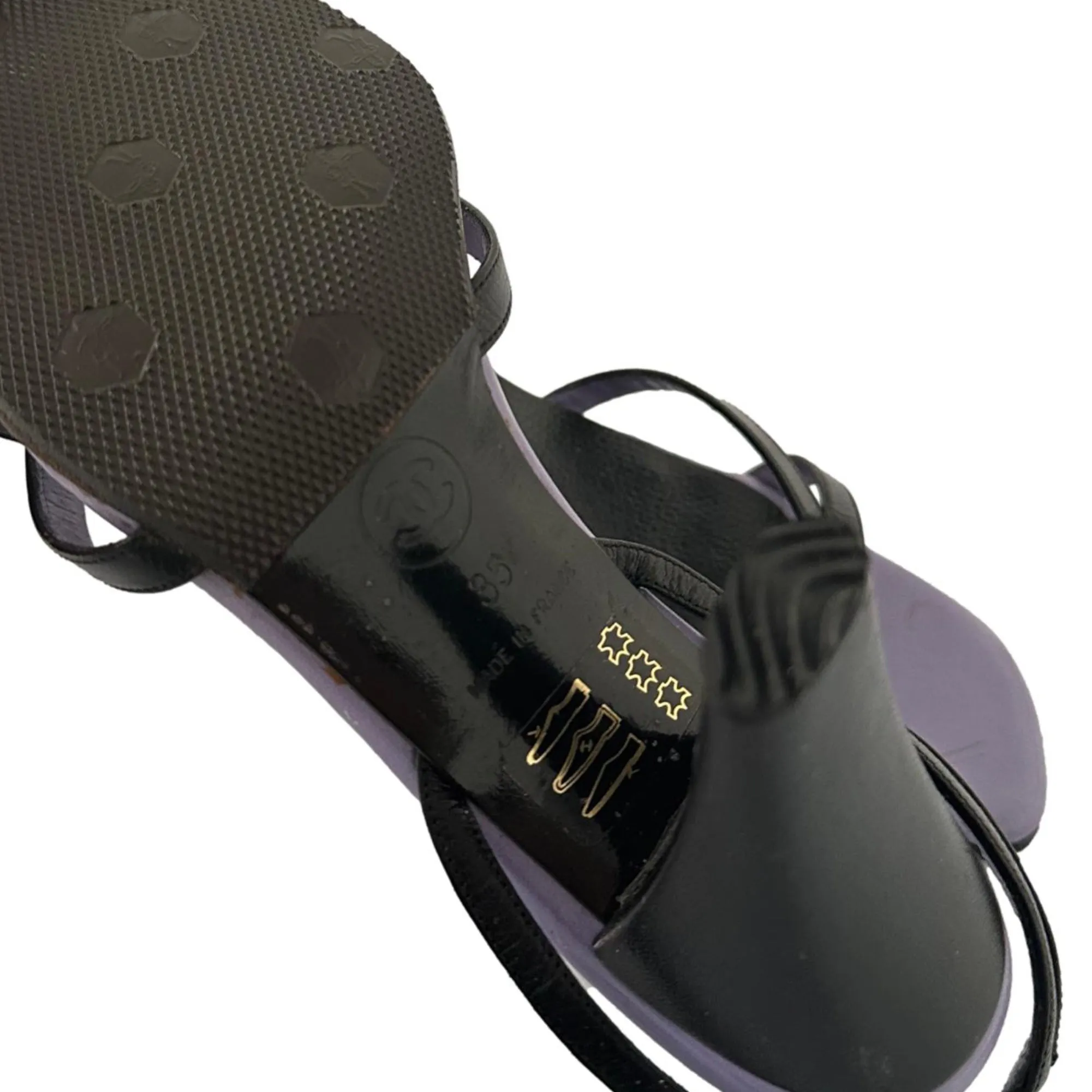 Chanel Black and Purple Strap Heels