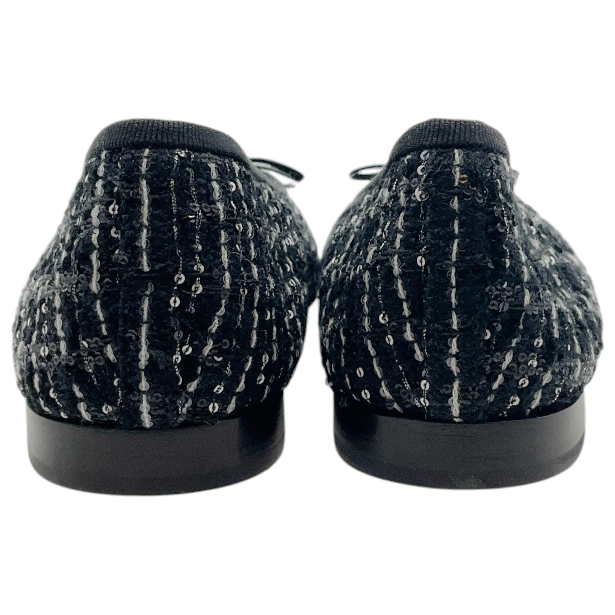 Chanel Black / White Sequin Flats