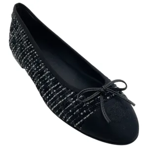 Chanel Black / White Sequin Flats