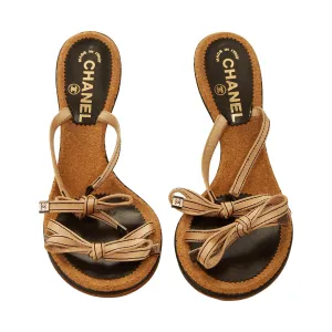 Chanel Cork Bow Logo Heels